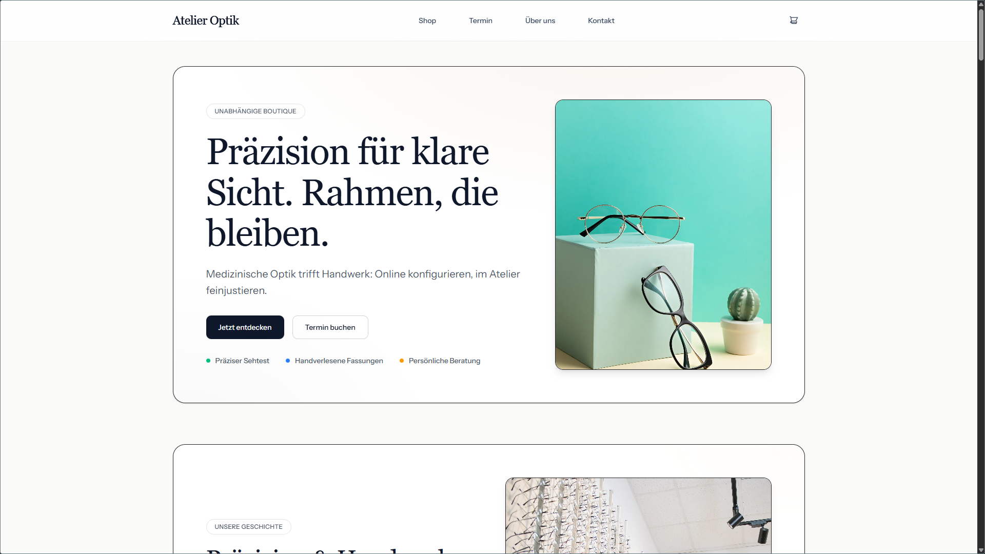 Screenshot of the Atelier website homepage