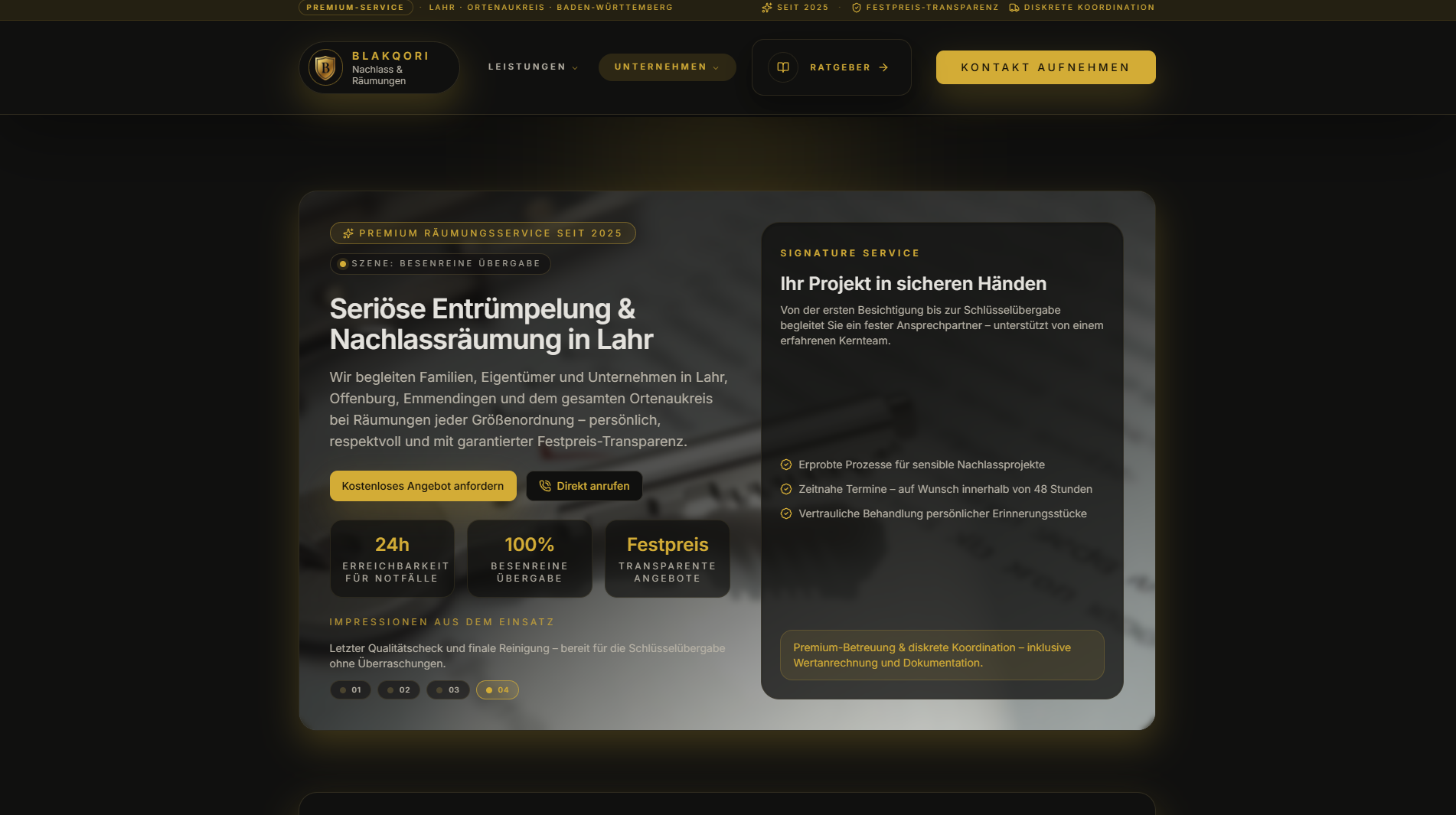 Screenshot of the Blakqori website homepage